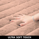 Stripe Rabbit Fur Carpet for Livingroom (4x6 Feet, Peach)