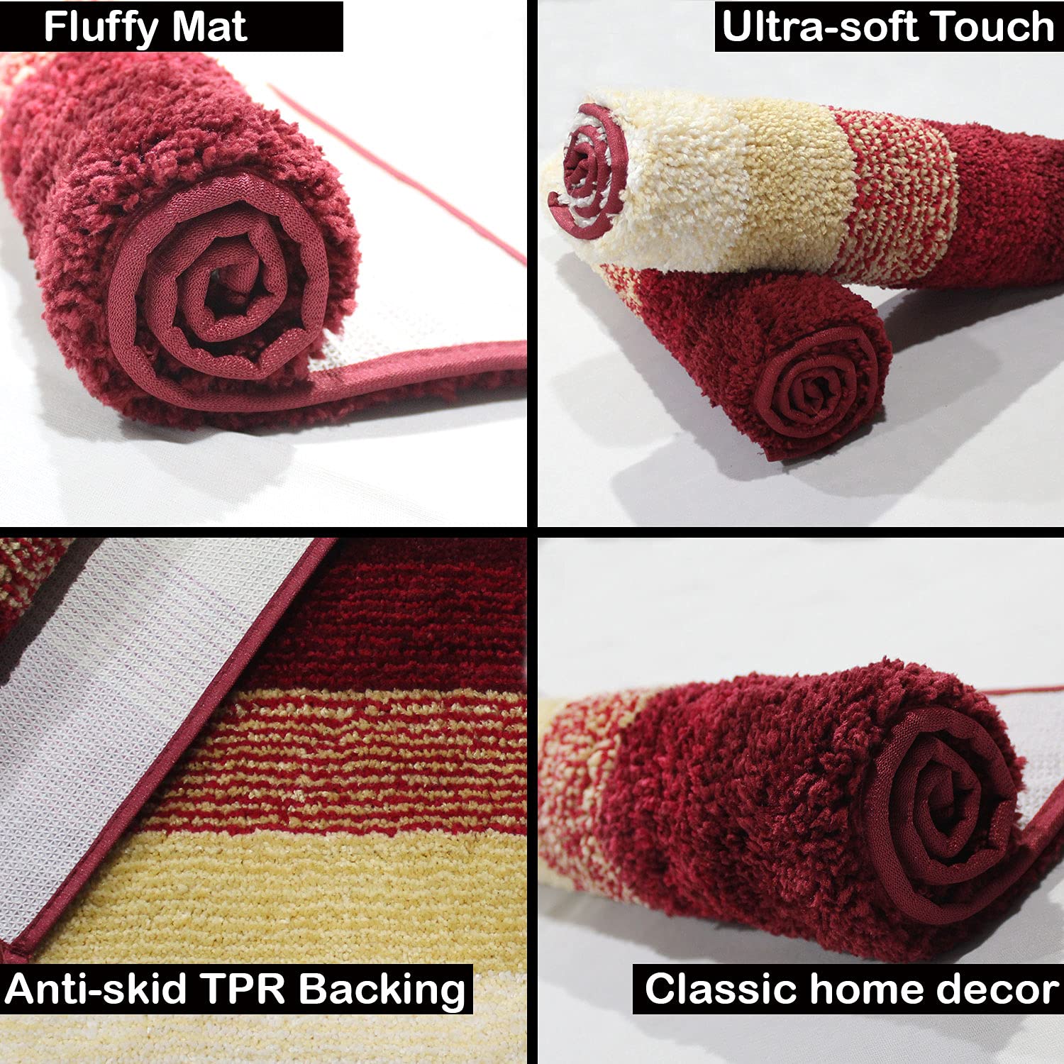 Super Soft Microfiber Mat for Home Pack of 2 (38x58cm, lava)
