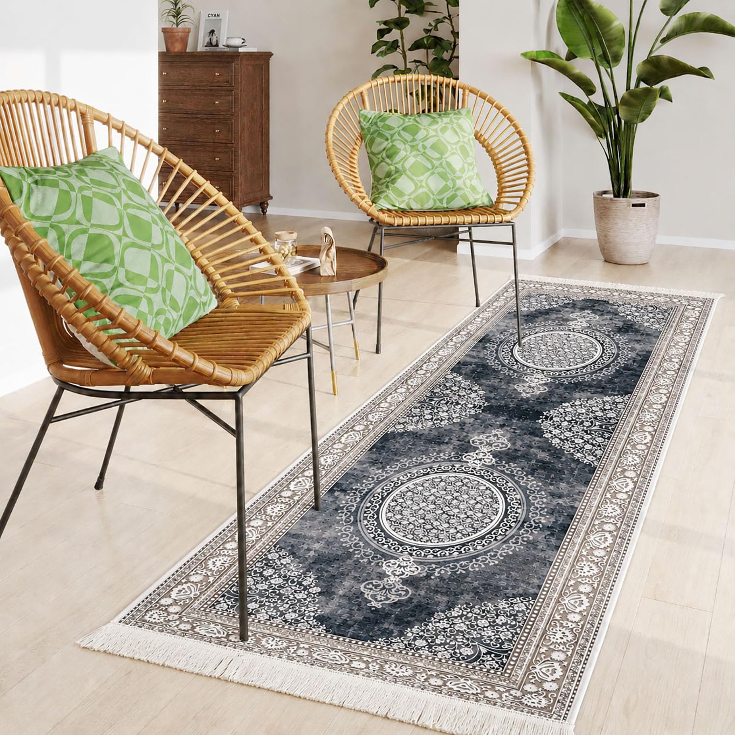 Polyester Floor Runner  Monochrome Pattern Multi Color 150x56cm