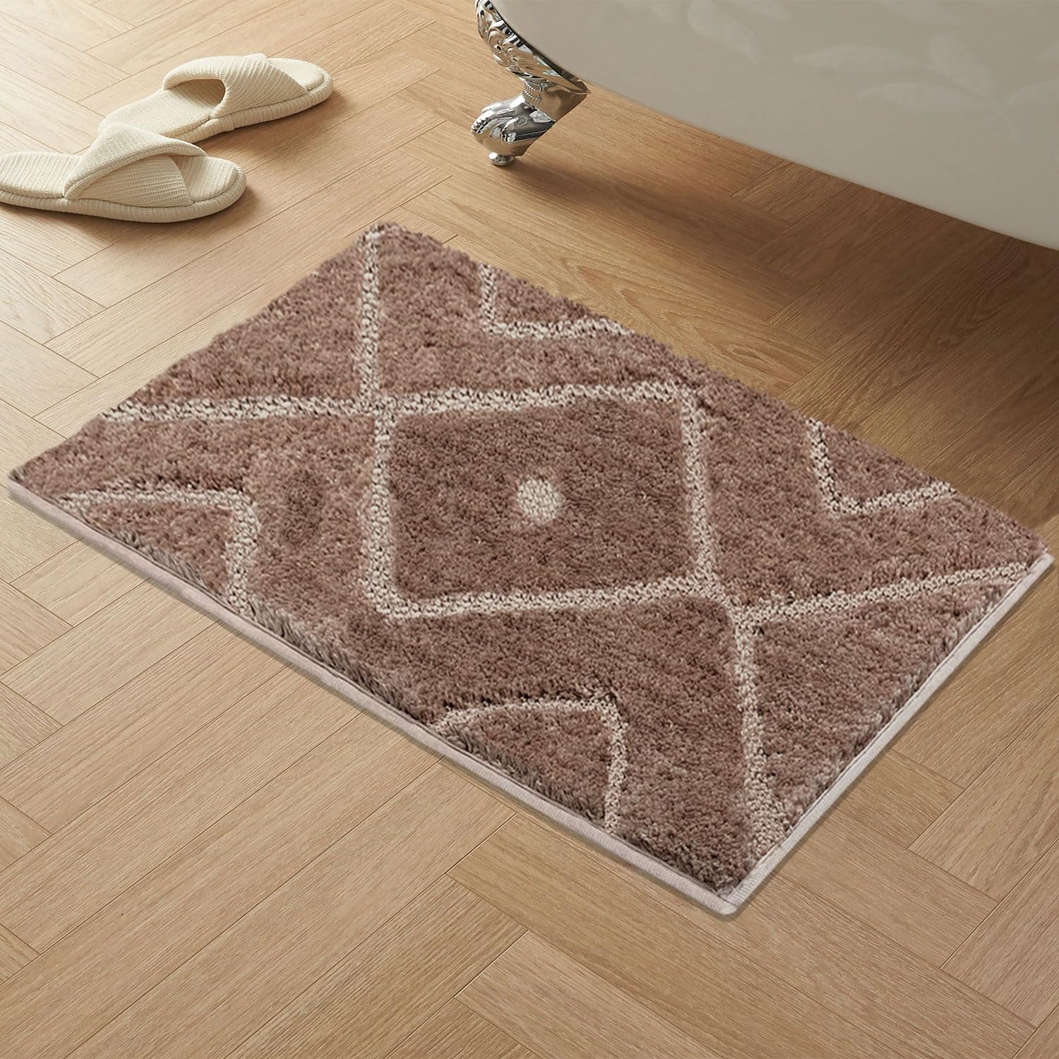 Bath Mat Classic Diamond Microfiber 2200 GSM (40x60 cm, Coffee )