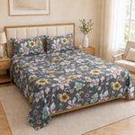 Double Bedsheet with 2 Pillow Covers Premium 240 TC 100% Cotton Feel ( King Size Charcoal 108x108 inch )