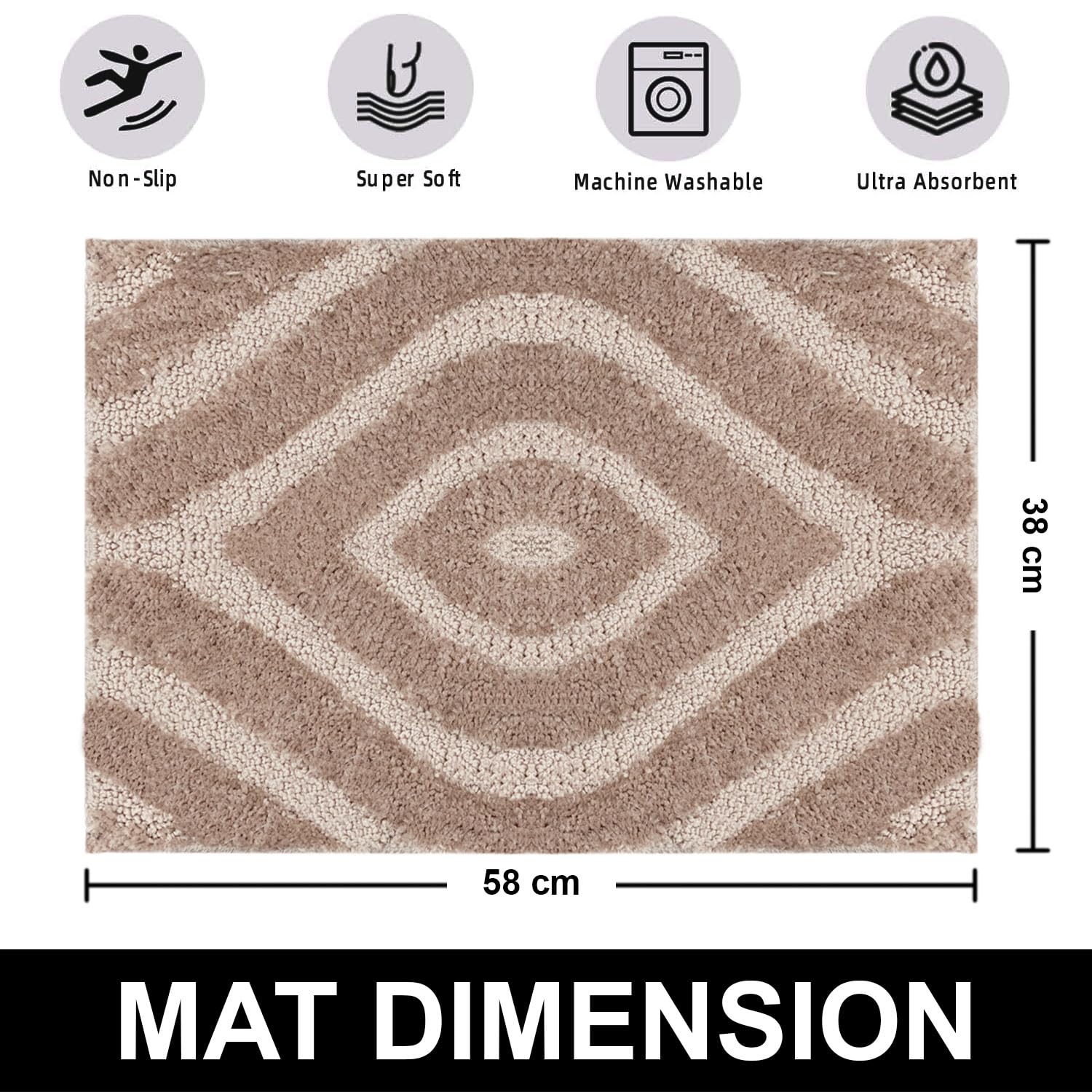 Scotland Diamond Bath Mat (38x58 cm, Beige)