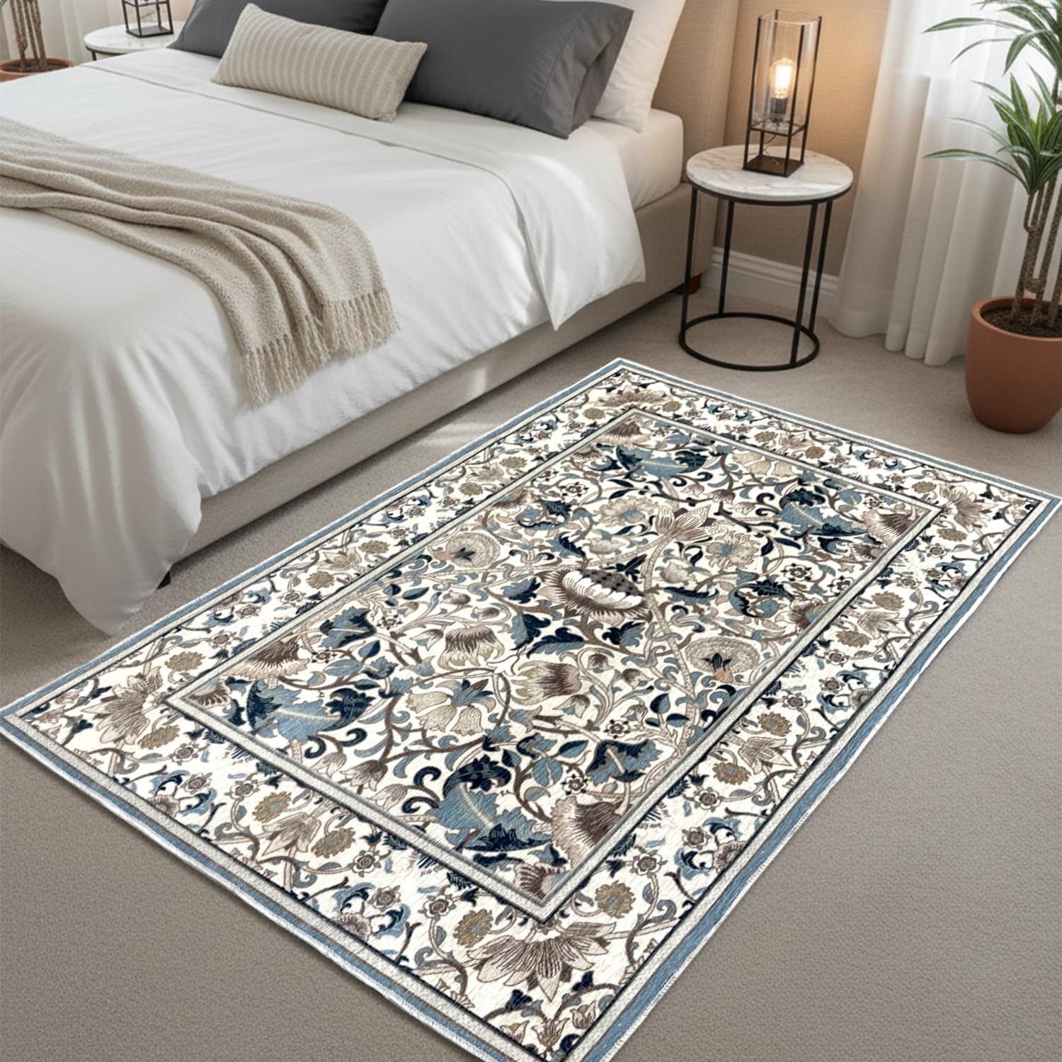 Polyester Printed Handmade Carpet Floral (3X5 Feet Multicolour)