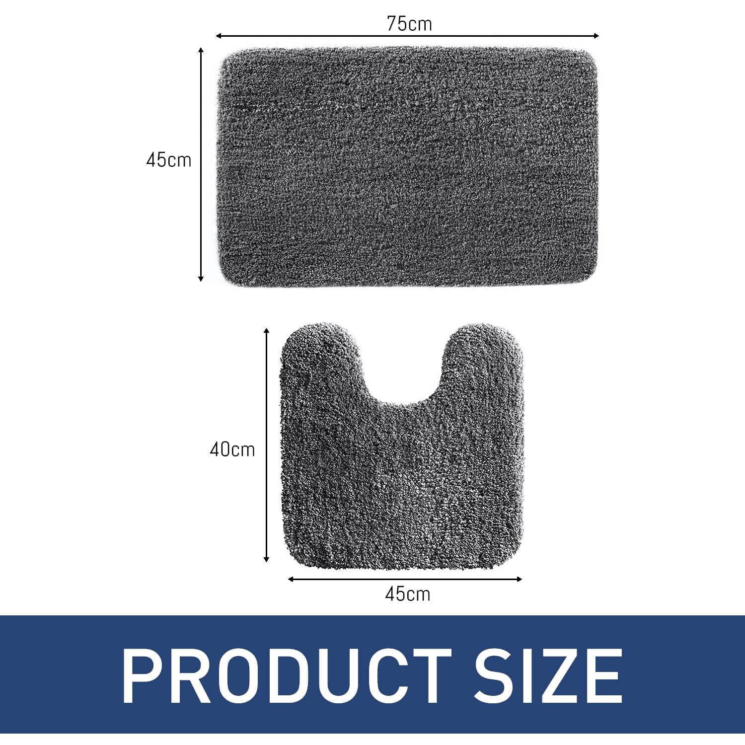 Newman Polyester Contour Bath Mat Set of 2 (Grey 45x75 cm & 40x45)