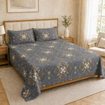 Double Bedsheet with 2 Pillow Covers 220 TC 100% Cotton Feel ( Charcoal , 90x100inch )