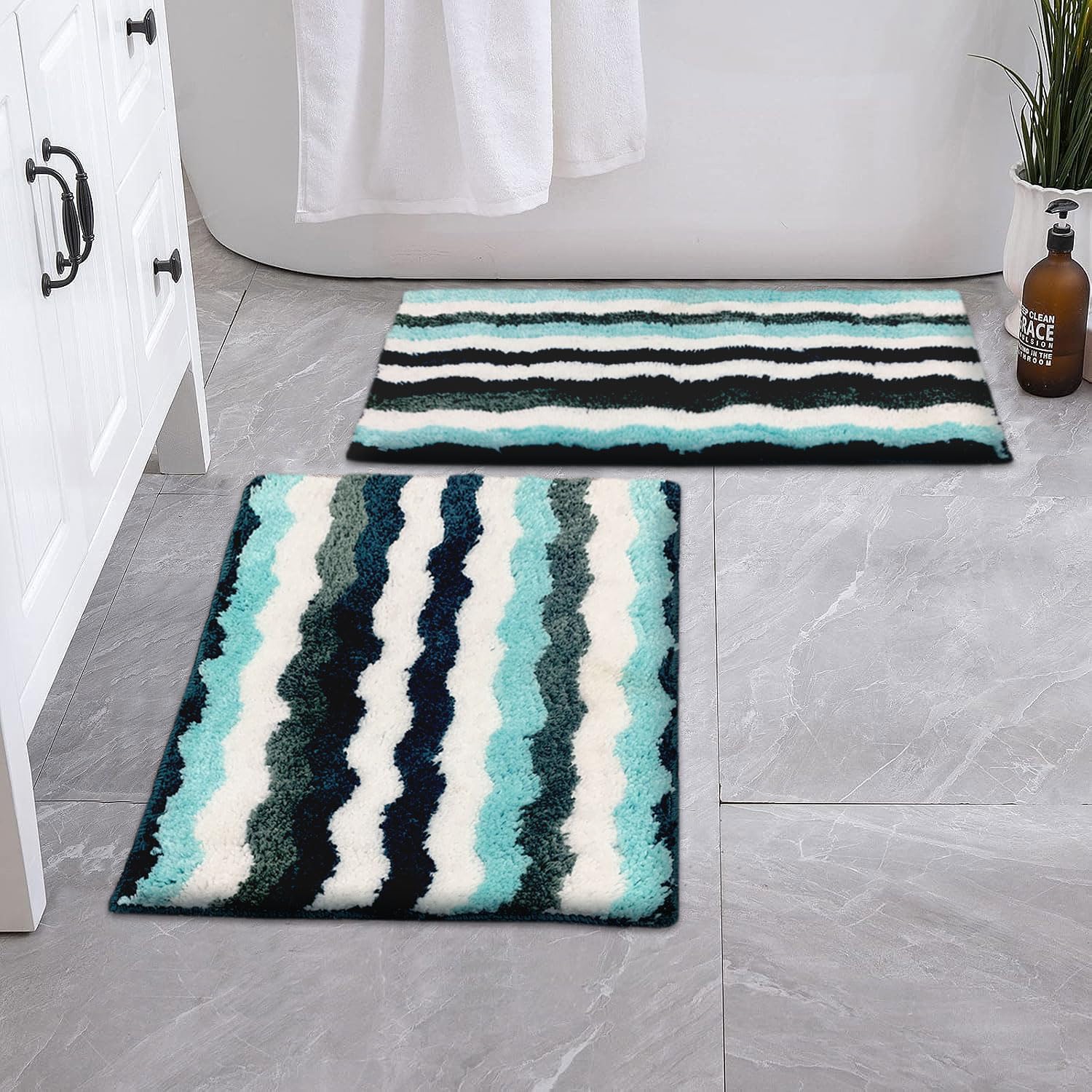 Birmingham Bathmat for Bathroom Pack of 2 (38x58 cm Turquish)