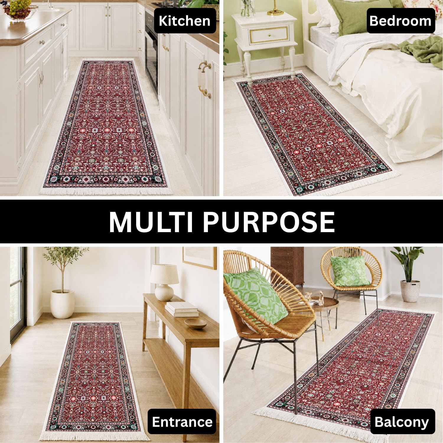 Polyester Floor Runner Novera Pattern Multi Color 150x56cm