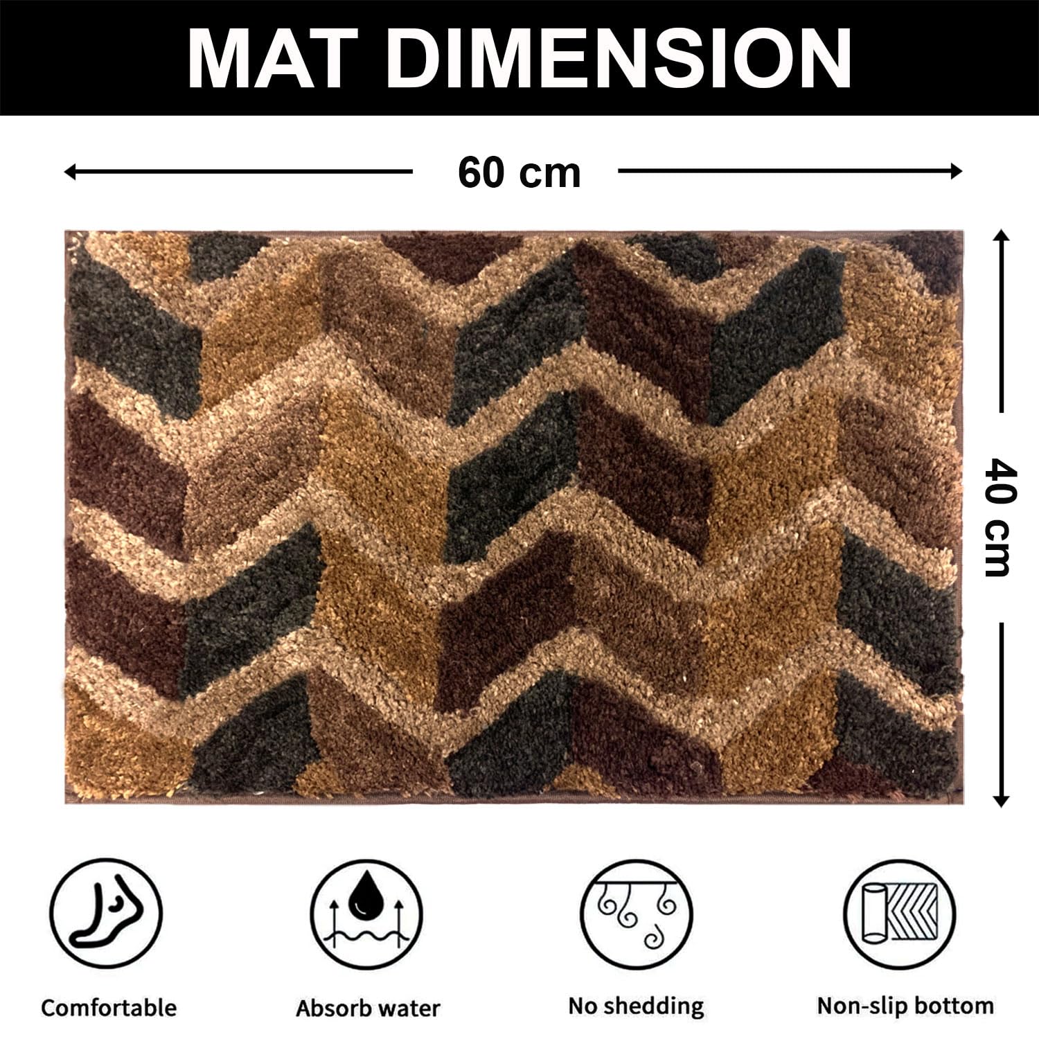 Macau ZigZag Bath Mat (40x60 cm,Taupe)
