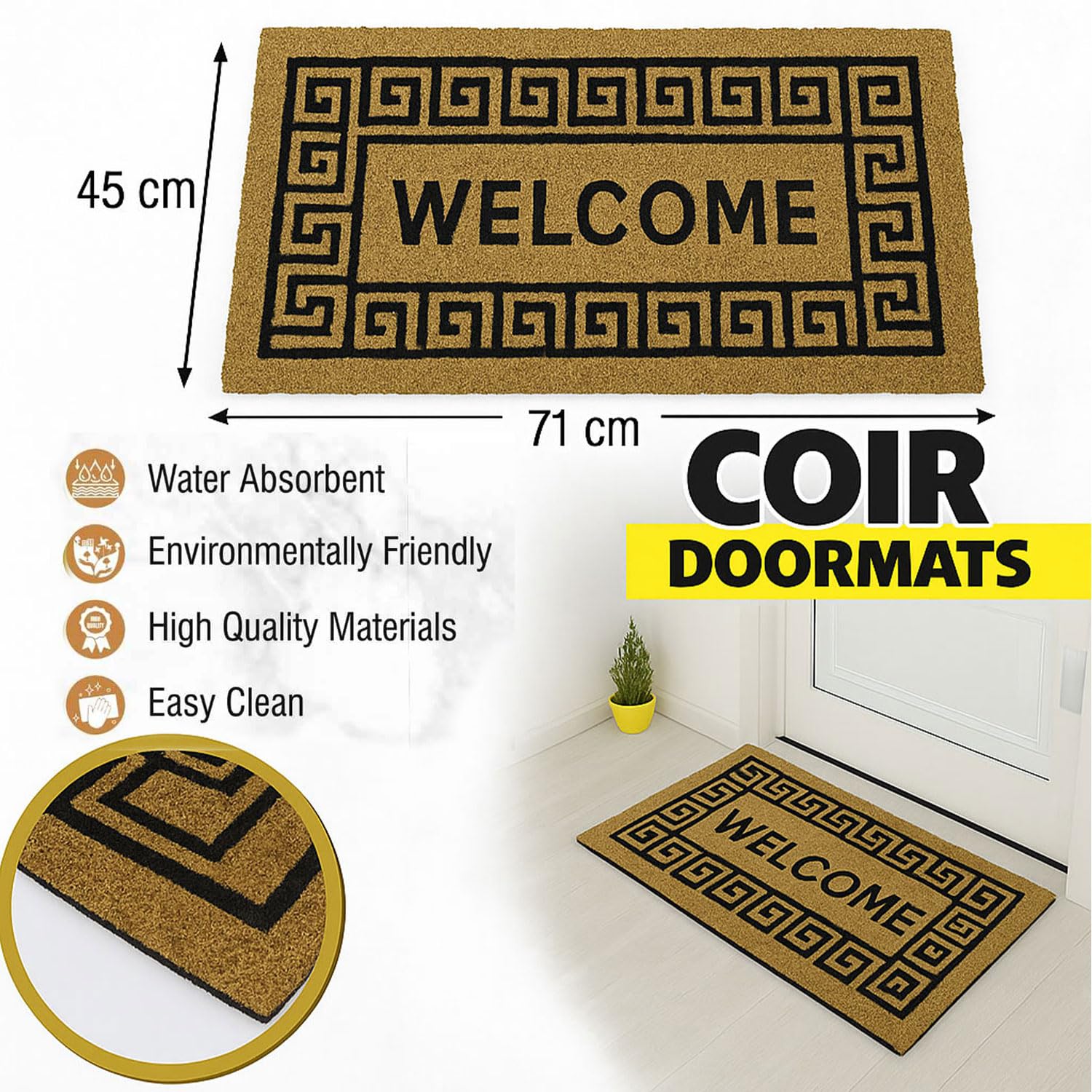 Coir Doormat for Home Entrance (Welcome to Our Home Design ,71x45 cm)