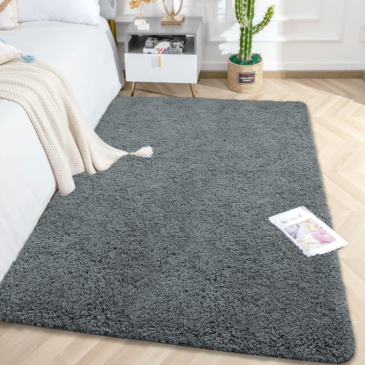 Vegas Carpet For Bedroom,Livingroom (Grey,4X6 Feet)
