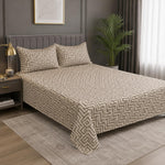 Double Bedsheet with 2 Pillow Covers Premium 240 TC 100% Cotton Feel ( King Size  Beige 108x108inch )