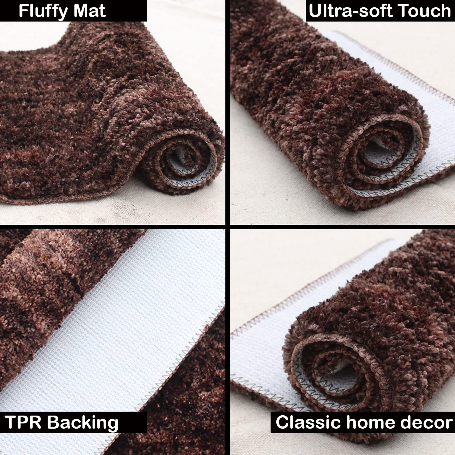 Bath Mat For Bathroom 1600 GSM Microfiber (38X58 cm, Chocolate)