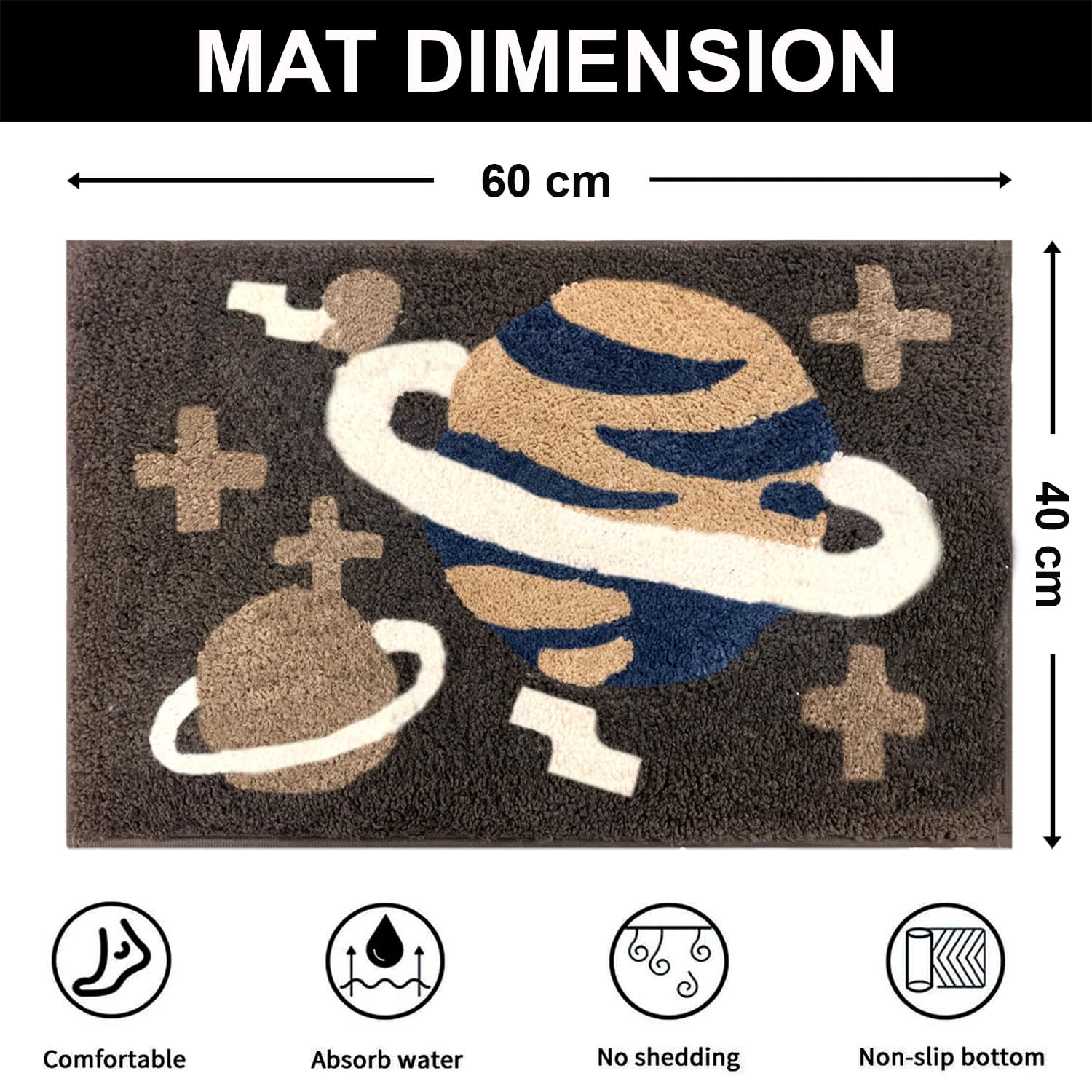 Macau Planet Bath Mat (40x60 cm,Coffee)