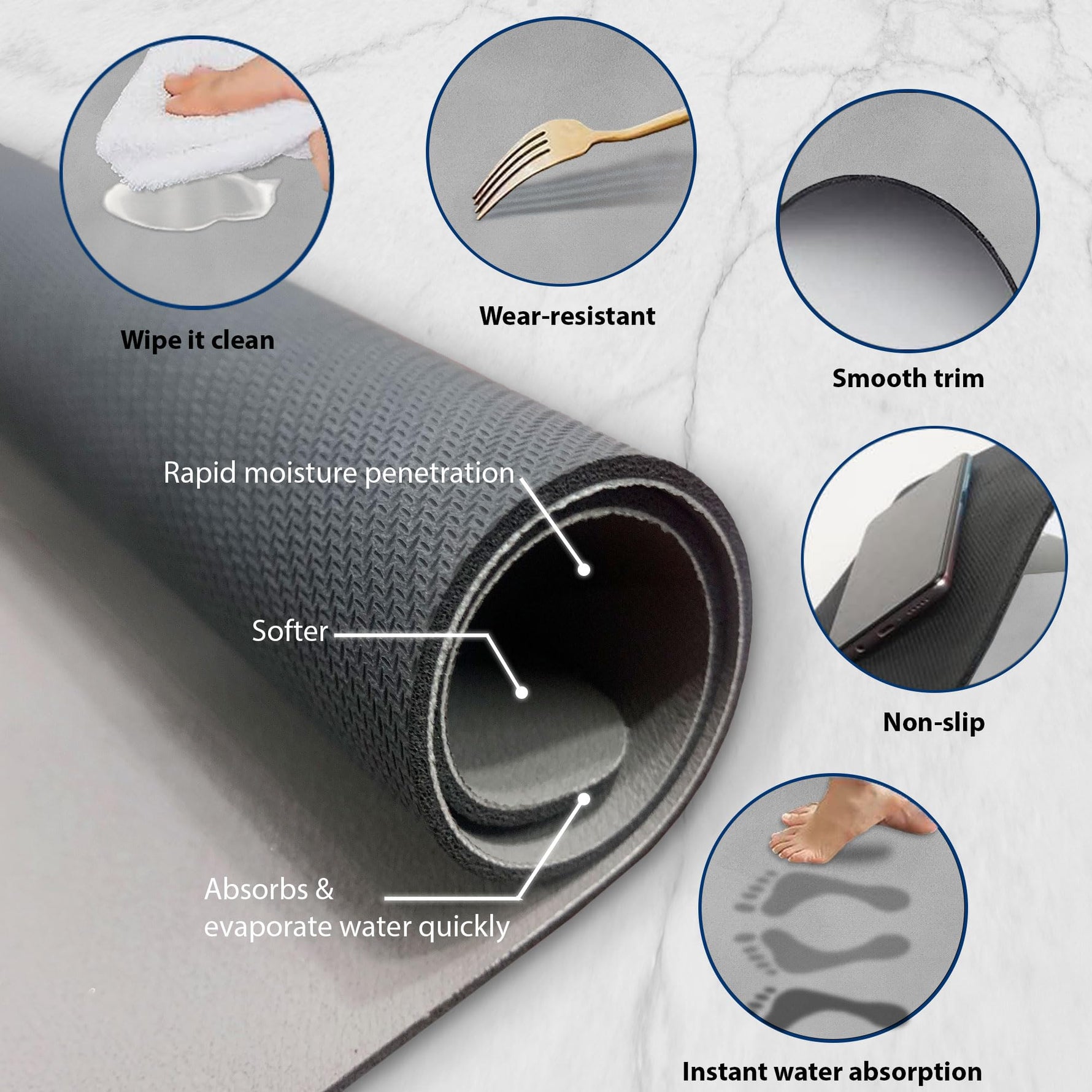 Place Mat Set of 4 (30x40 CM Grey)