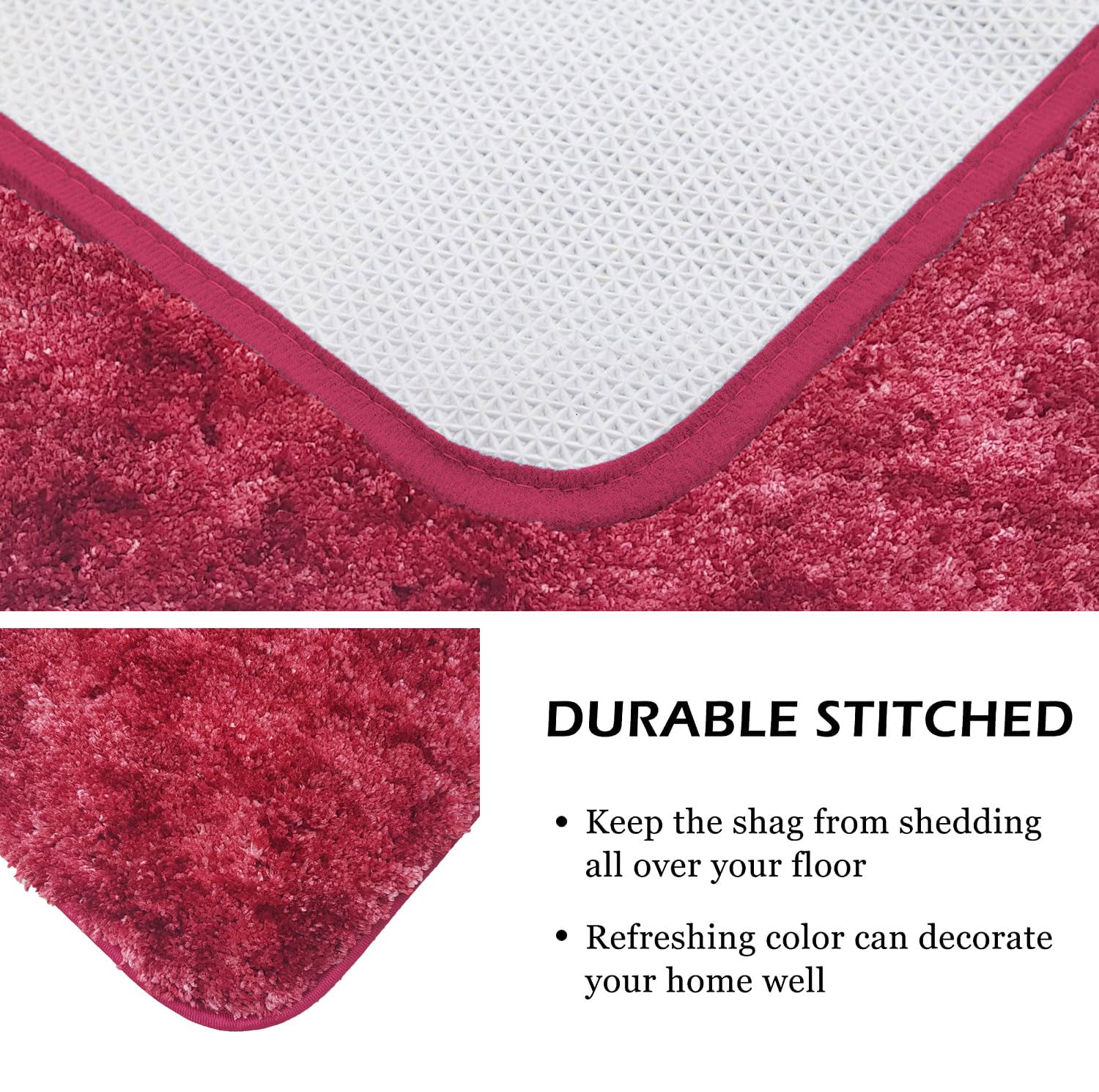 Hawaii Contour Rugs for Bathroom Set of 2(Pastel Red, 60 x 90 Cm)