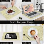 Floral Design Placemat for Dining Table  Set of 4(30x45 CM Gold)