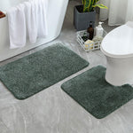 Newman Polyester Contour Bath Mat Set of 2 (Hunter Green 45x75 cm & 40x45)
