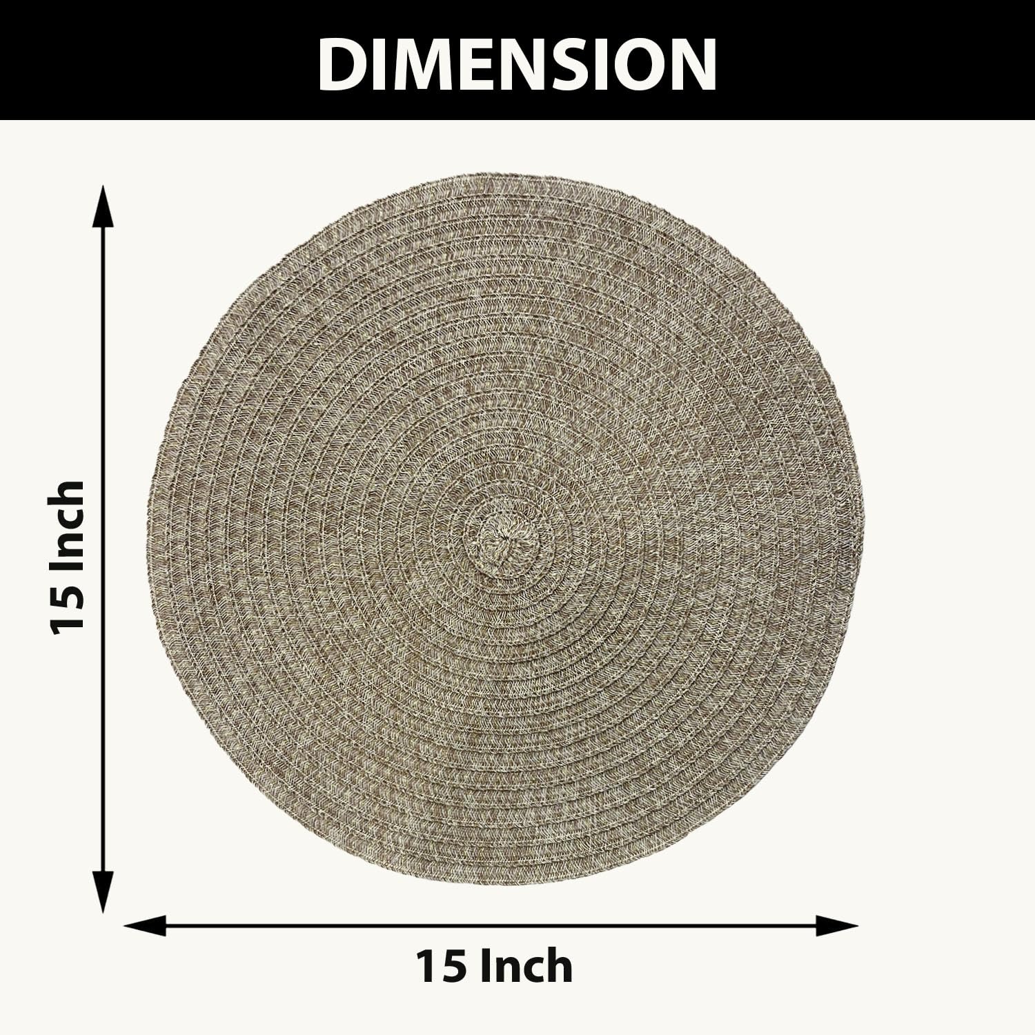 LUXE HOME INTERNATIONAL PVC Vinyl Metallic Table Round Placemats for Dining Table Gold, Heat Resistant & Waterproof | Easy to Clean Decorative Dining Mats - (Set of 2) STP001-JPE