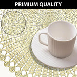 LUXE HOME INTERNATIONAL PVC Vinyl Metallic Table Round Placemats for Dining Table Gold, Heat Resistant & Waterproof | Easy to Clean Decorative Dining Mats - (Set of 2) ST055TJ-3MJ