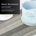 Luxe Home International PVC Vinyl Stripe Design Placemat ST000149 – Heat Resistant, Wipe Clean, Anti-Skid Table Mats for Dining Table, Kitchen & Home Decor (30x45 CM Silver Set of 6)