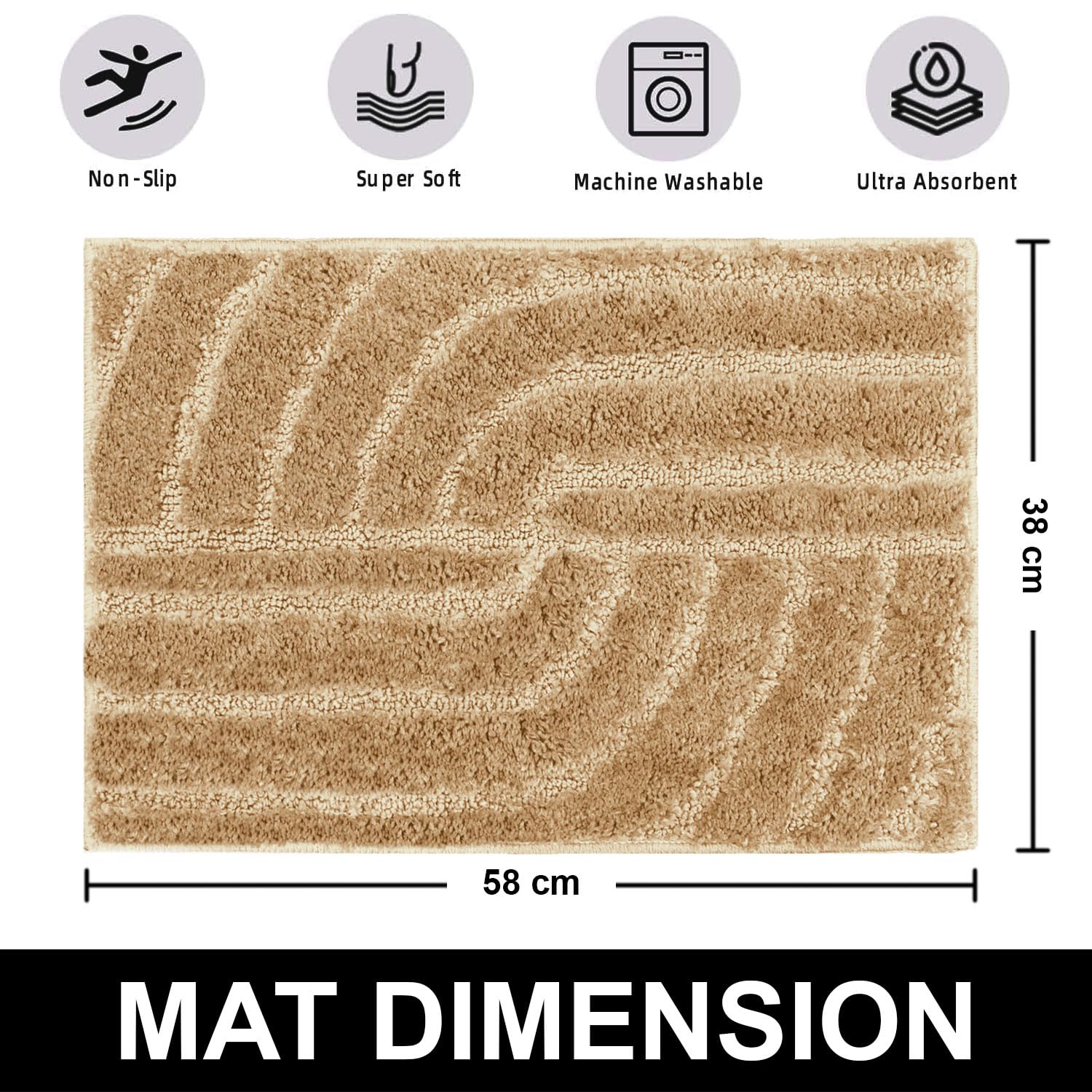 Scotland Maze Cut Bathmat Mat Pack Of 2 (38x58 cm , Gold)