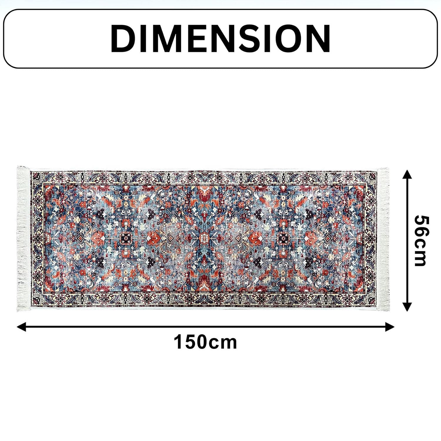 Polyester Floor Runner Velora Pattern Multi Color 150x56cm