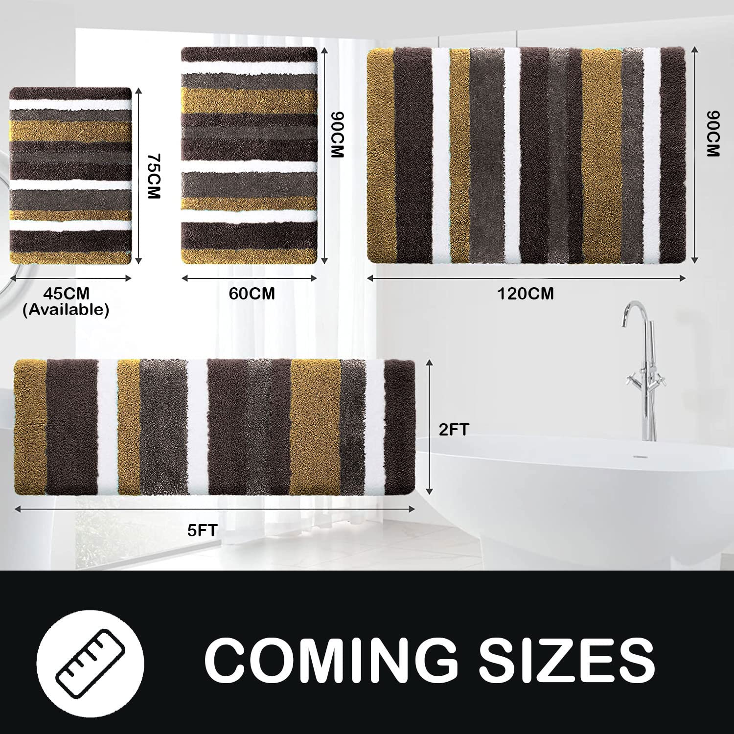 Premium Bathmat Microfiber 2500 GSM (40x60cm, Gold)