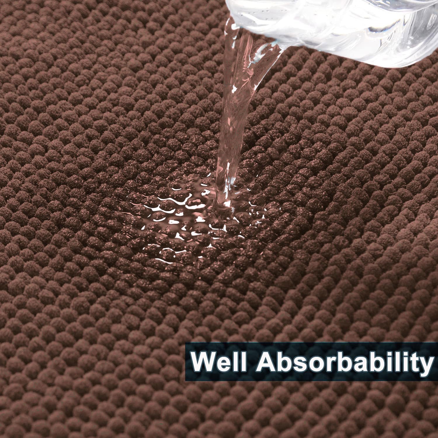 Chenile Bath Mat For Bathroom (Coffee, 37X56 Cm)