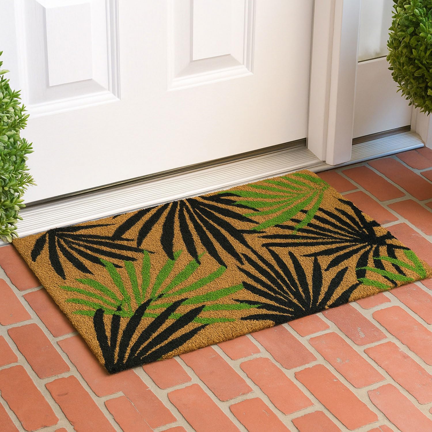 Coir Doormat for Home Entrance (Leaf Print Design ,71x45 cm)