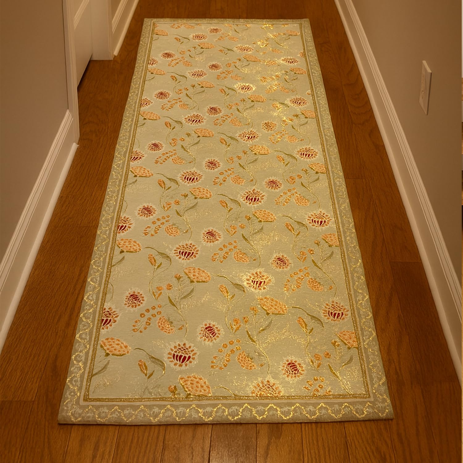 Polyester Floral Mist Runner for Bedroom (2x5 Feet, Multicolor)