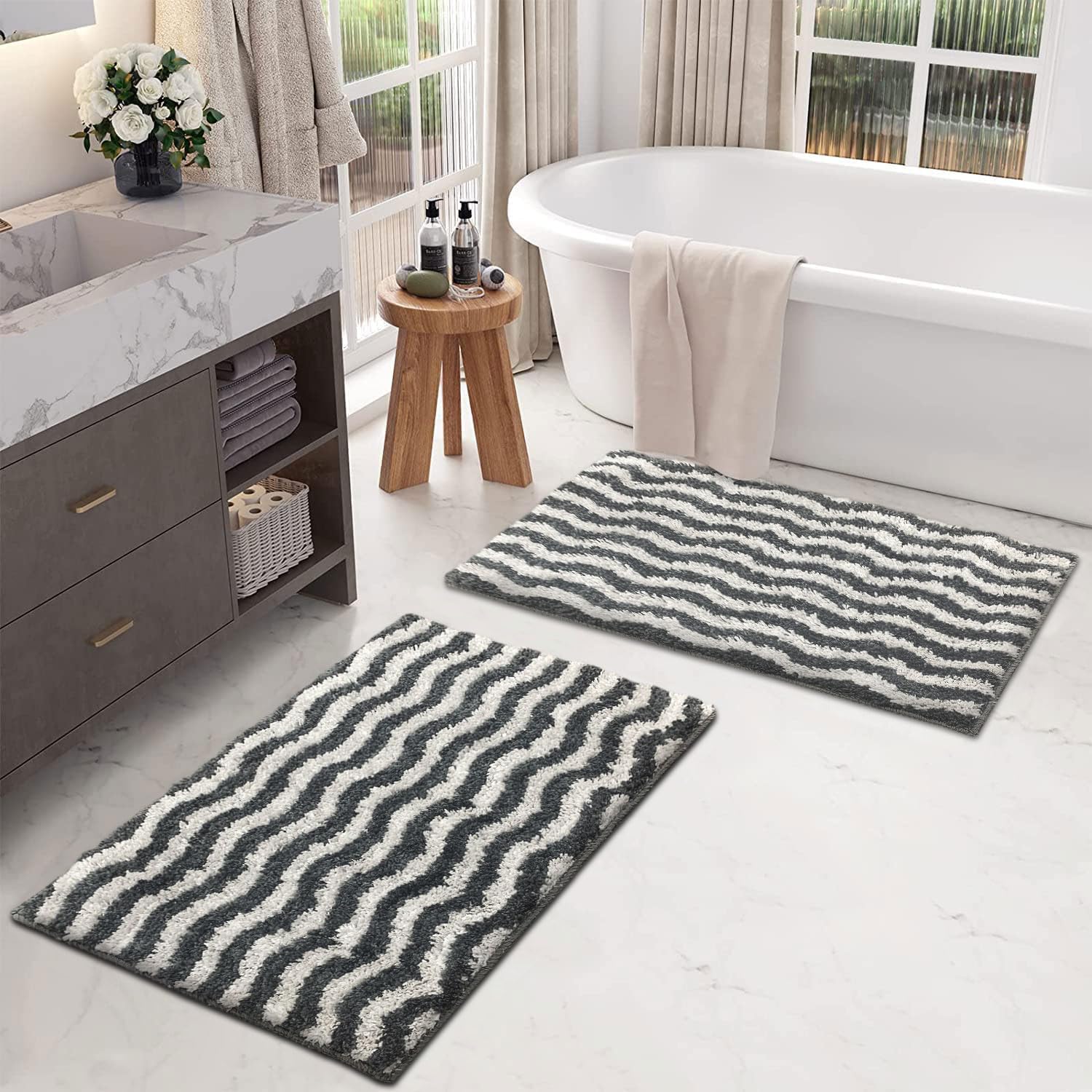 Berlin Bath Mat Super Sof Mat Pack of 2(38x58 cm ,Slate)