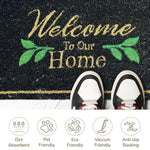 LUXE HOME INTERNATIONAL 100% Natural Coir Doormat for Home Entrance – Anti Skid with Rubber Backing Durable & Eco-Friendly Door Mat Coir Mat Indoor & Outdoor with Welcome to Our Home Print (71x45 cm)