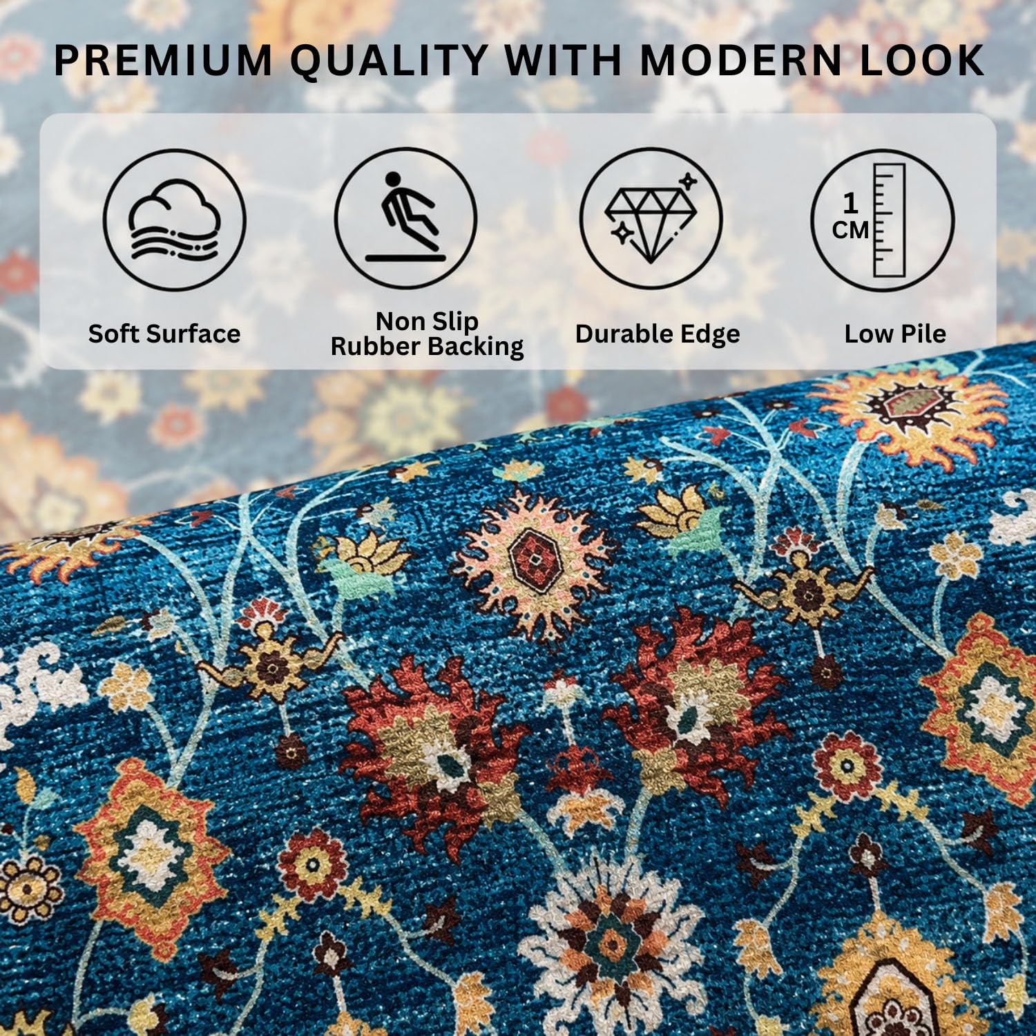 Polyester Floor Runner  Imperial Medallion Pattern Multi Color 150x56cm