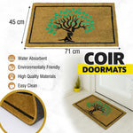 Coir Doormat for Home Entrance (Tree Print Design ,71x45 cm)