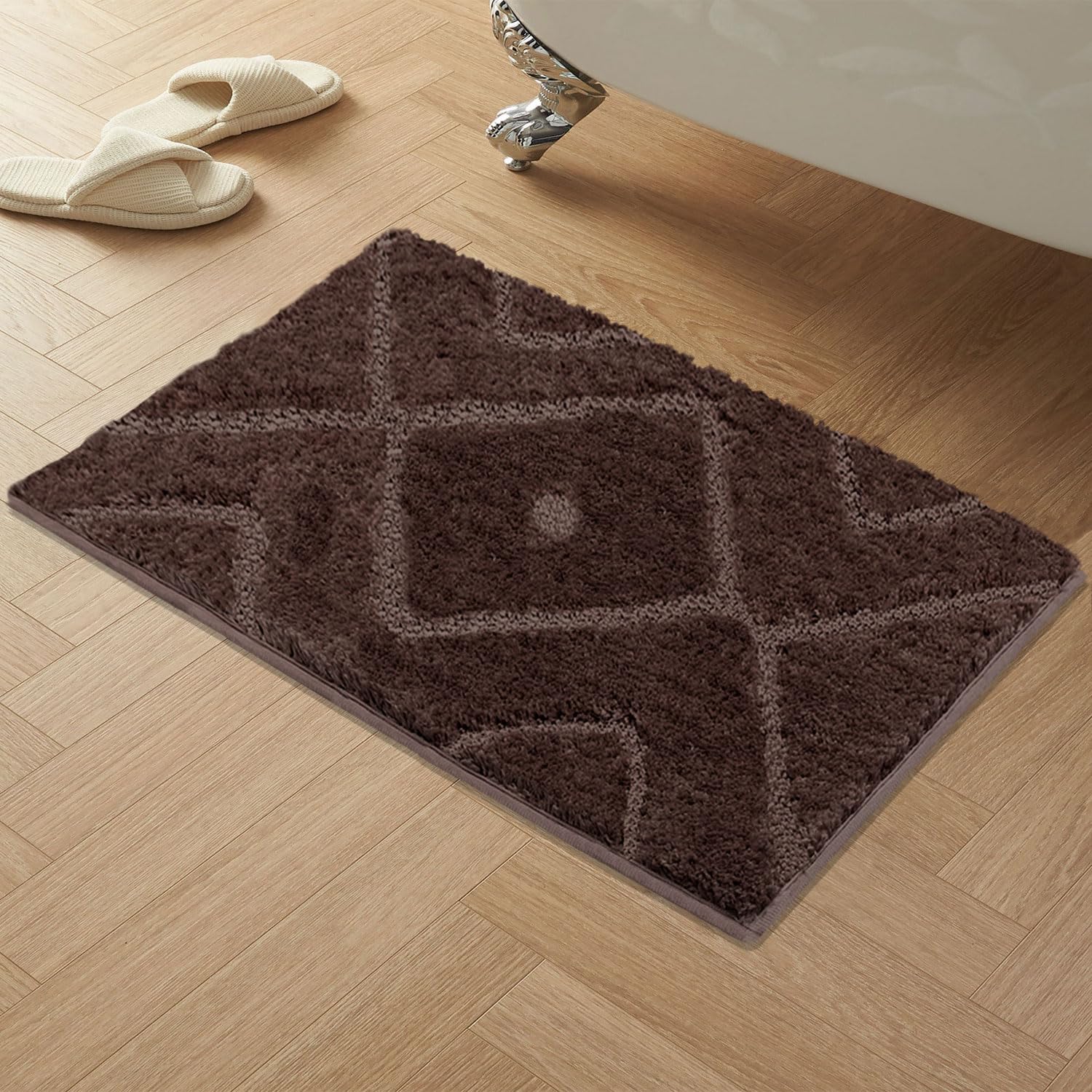 Bath Mat Classic Diamond Microfiber 2200 GSM (40x60 cm, Chocolate )
