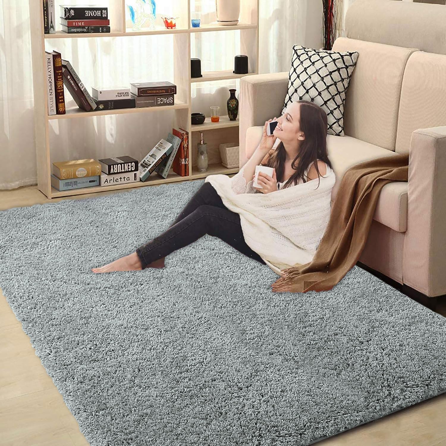 Vegas Carpet For Bedroom,Livingroom(Silver,3X5 Feet)