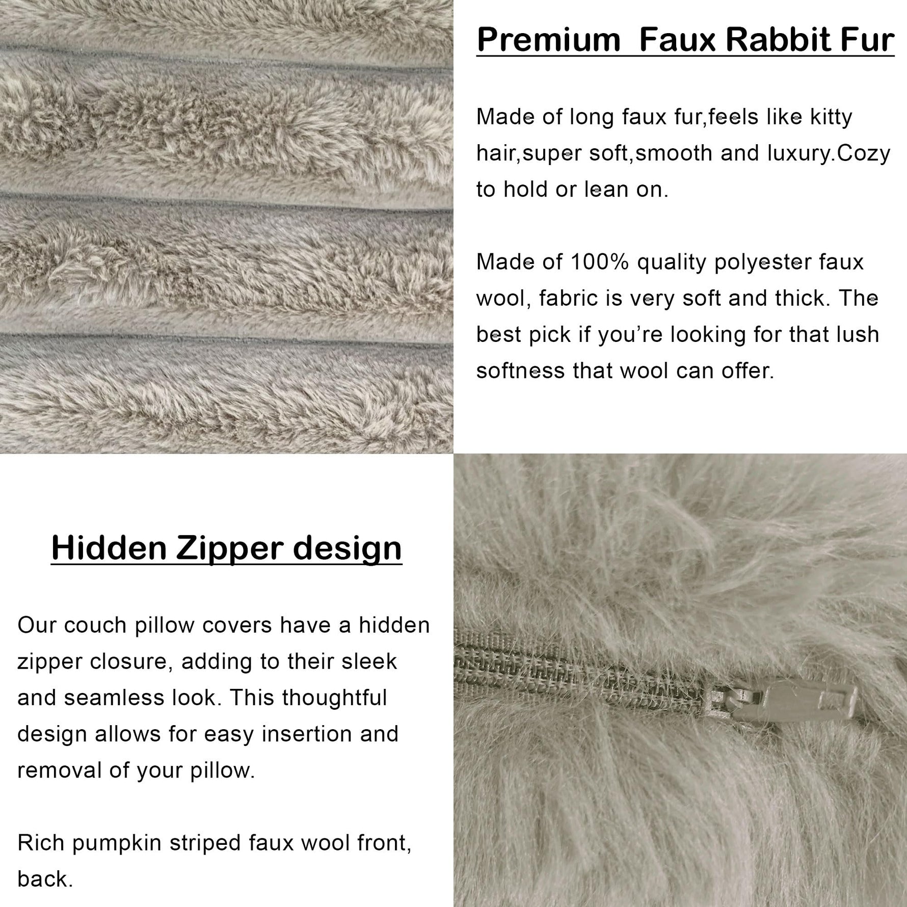 Luxurious Plush Cushion Cover (16 Inch x 16 Inch, taupe)