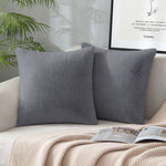 Cushion Cover One Side Rabbit Fur Pack of 2 (16 x 16 inch,Grey)