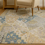 Polyester Abstract Carpet Anti Skid  (5x7 Feet, Multicolor)