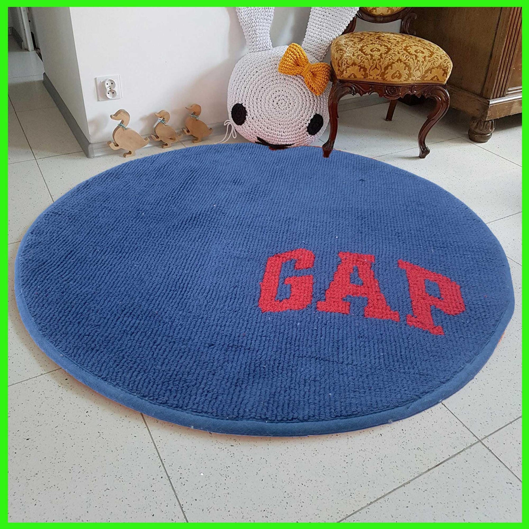 Round Bath mat for Bathroom (Blue, 65 x 65 cm)