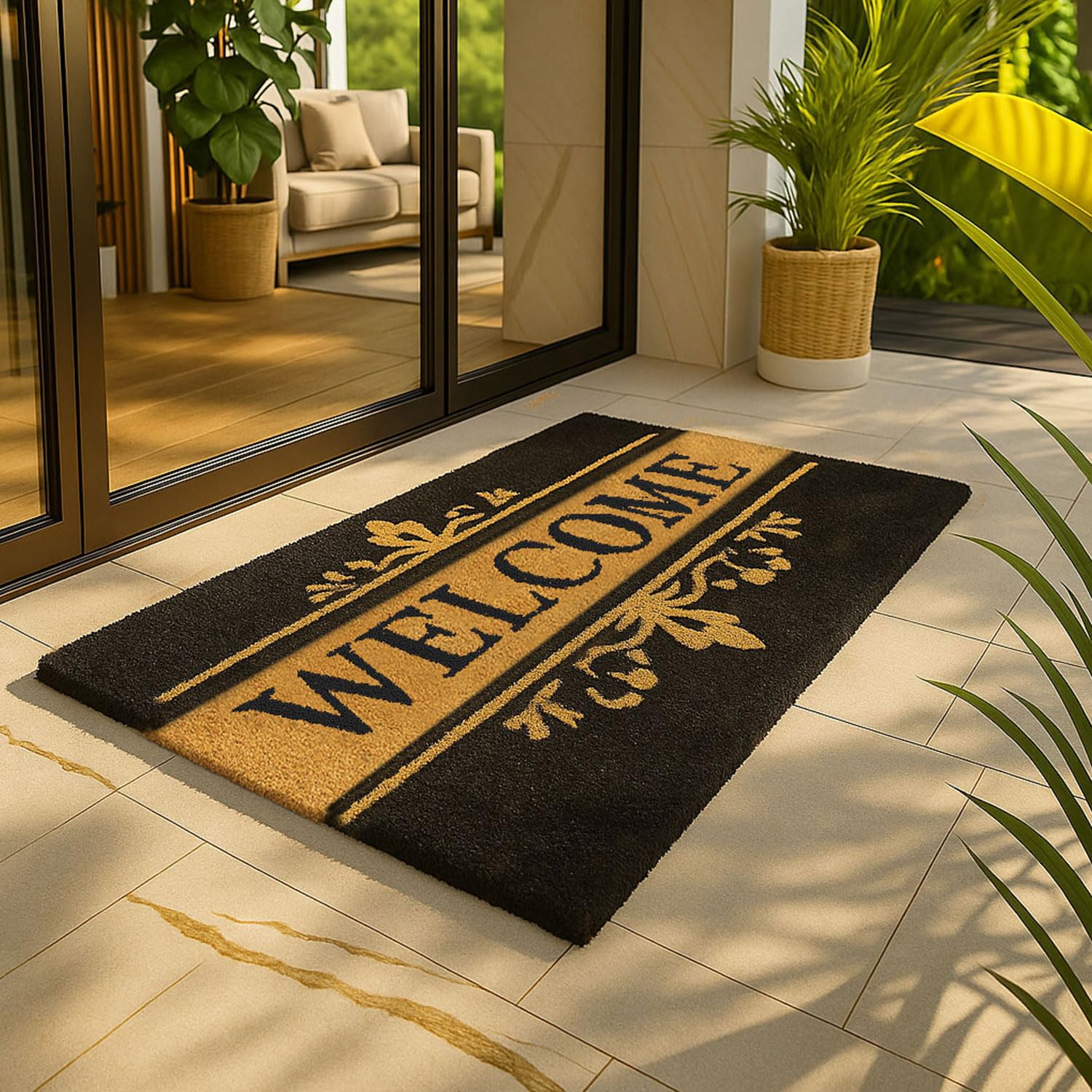 Coir Doormat for Home Entrance (Welcome Print Design ,71x45 cm)