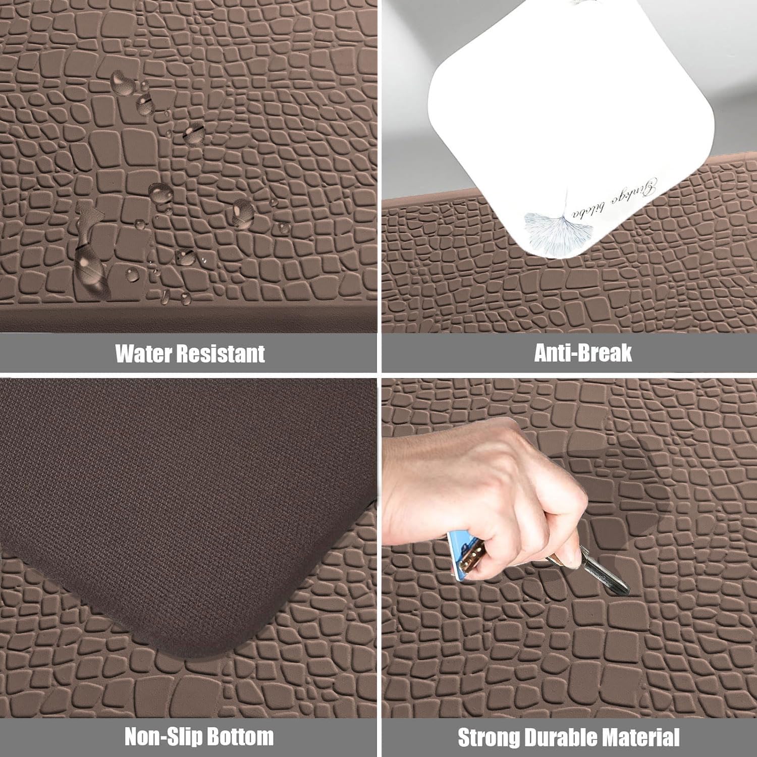 Jersey Texture Anti-Fatigue PVC Door Mat (Coffee, 45x75 cm)