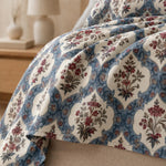 Double Bedsheet with 2 Pillow Covers 220 TC 100% Cotton Feel ( King Size Blue 90x100 inch )