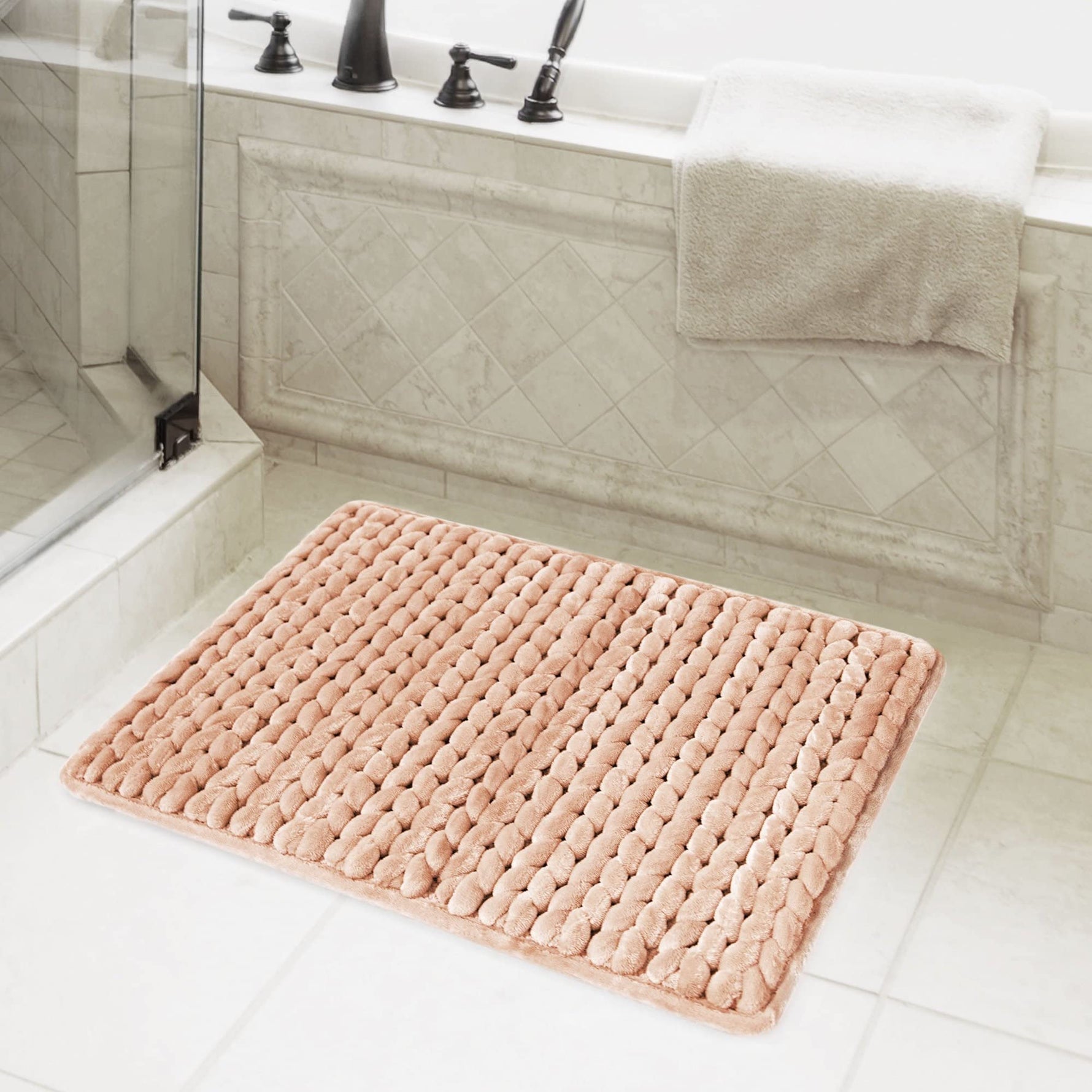 Memory Foam Braided  Bathroom Mat (38X58 Cm Rust)