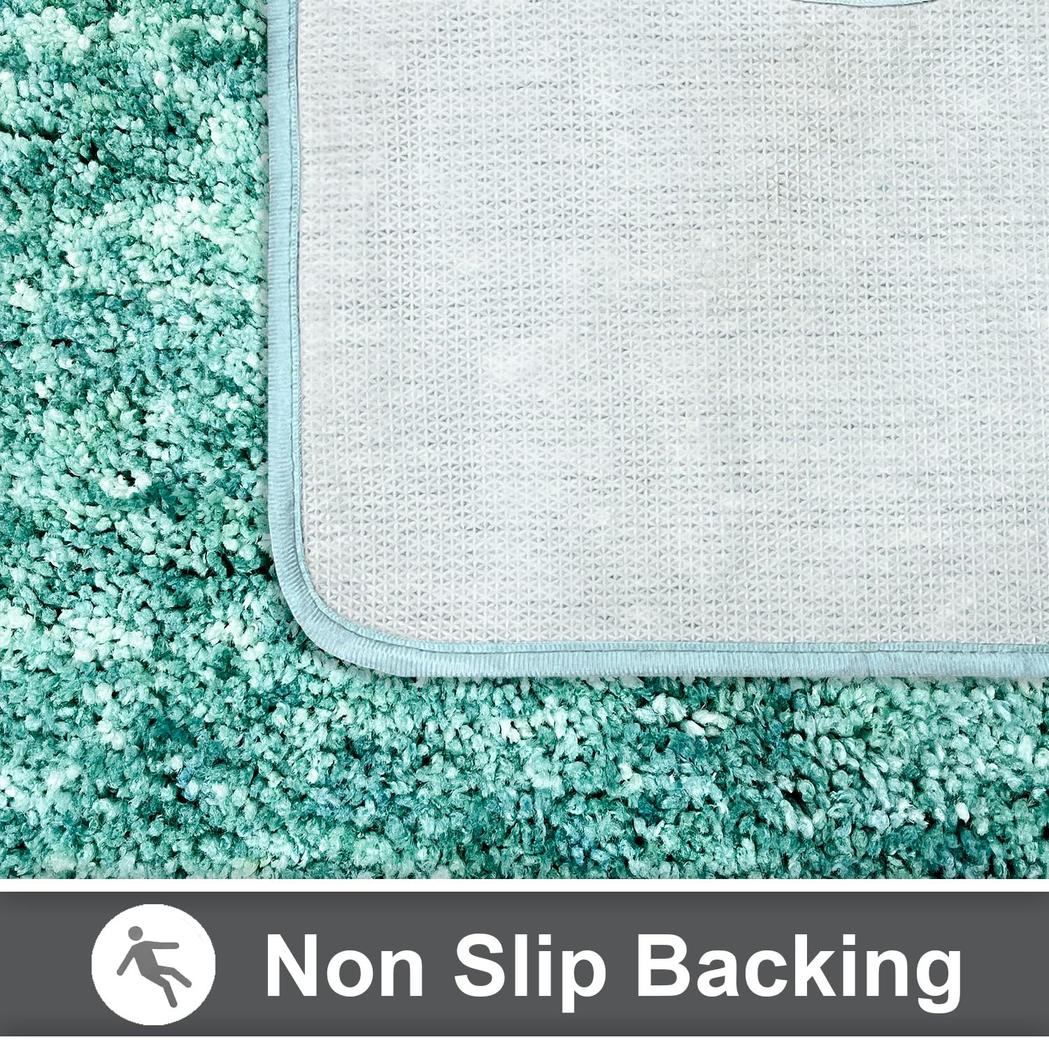Hawai Contour Bath Mat  Set of 2 (Aqua, 40x60 cm & 40x45)