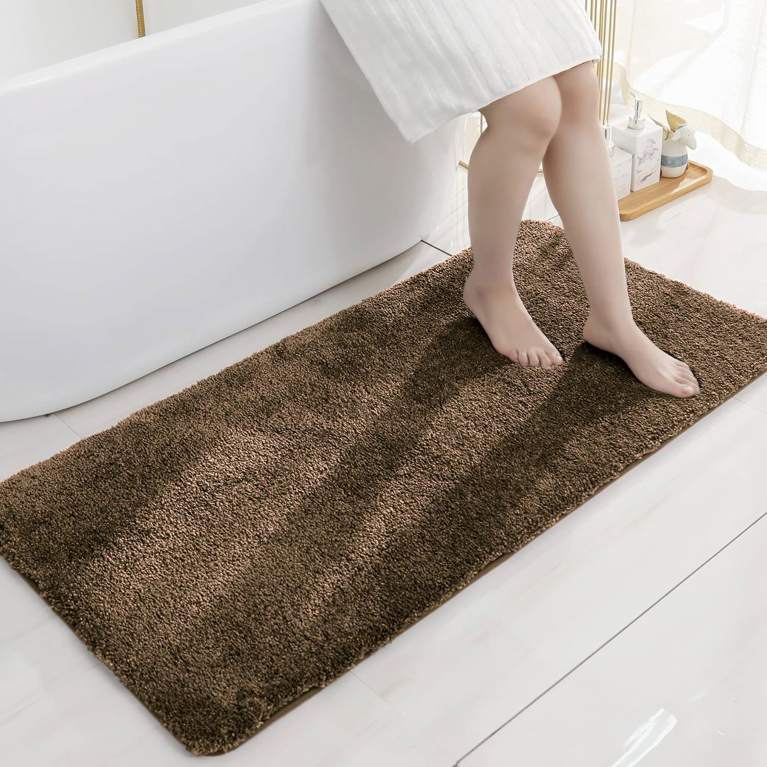 Newman Microfibre Bath Mat (60X90 Cm,Brown Coffee)