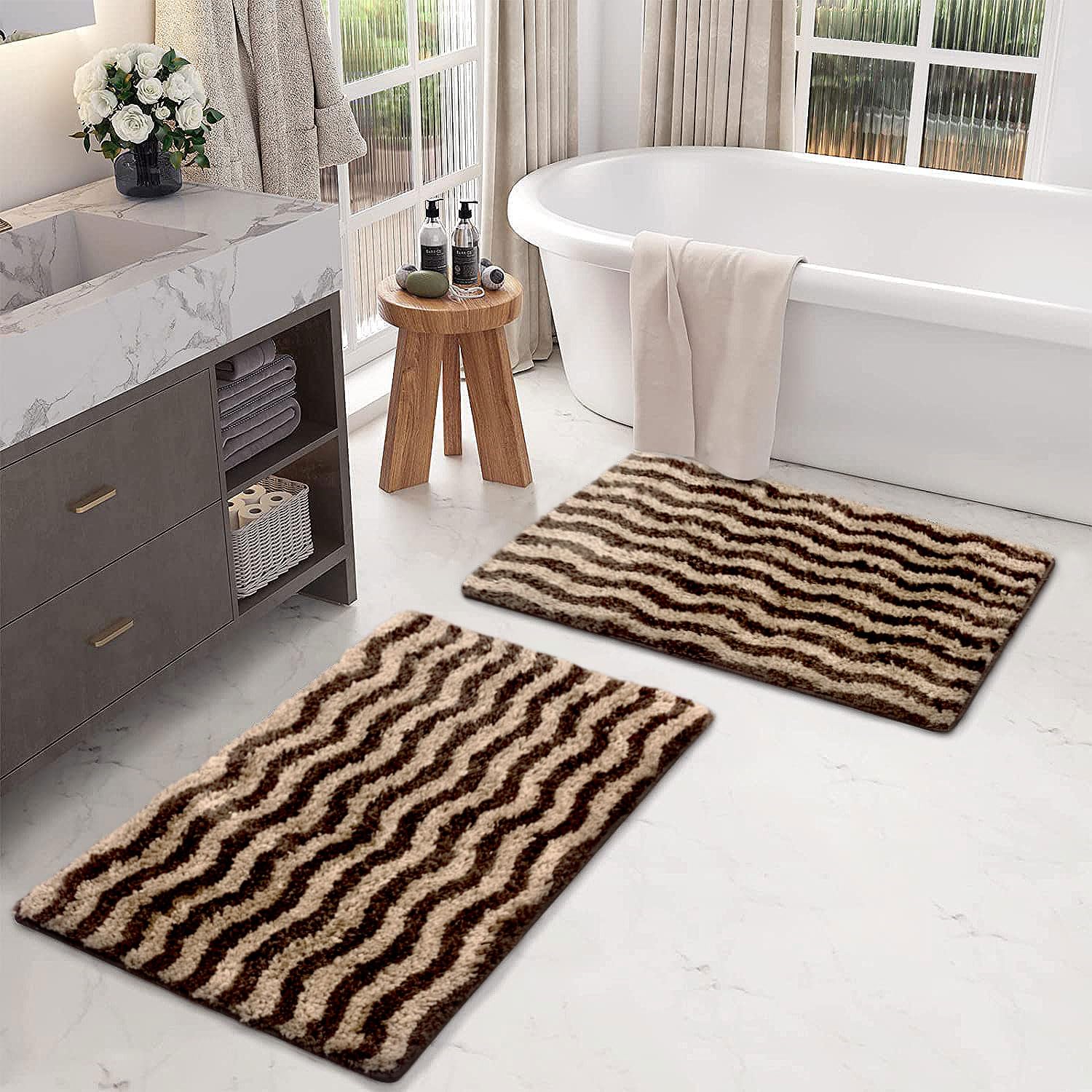Berlin Bath Mat Super Sof Mat Pack of 2(38x58 cm ,Coffee)