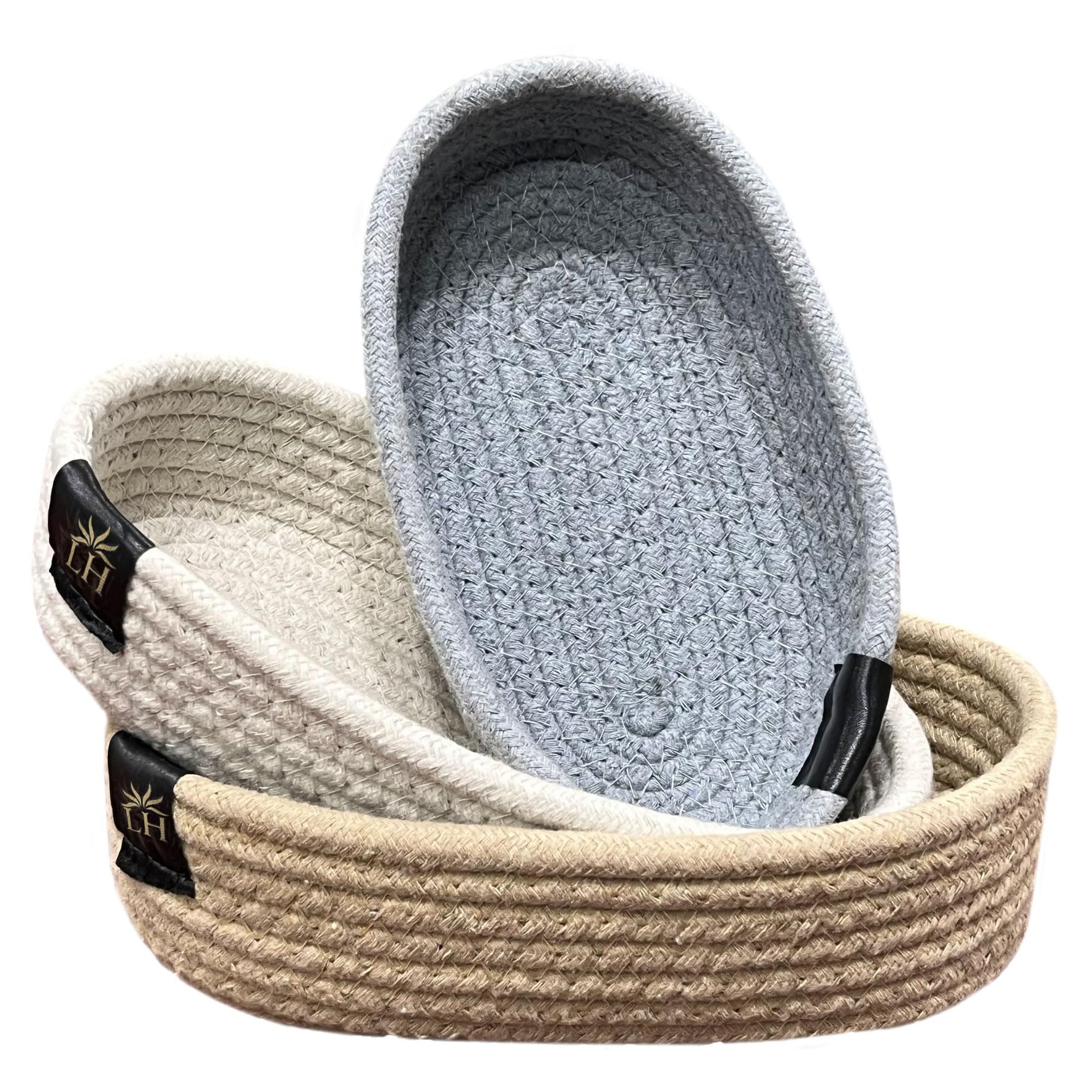 3-Piece Cotton Storage Basket Set ( Multicolor)