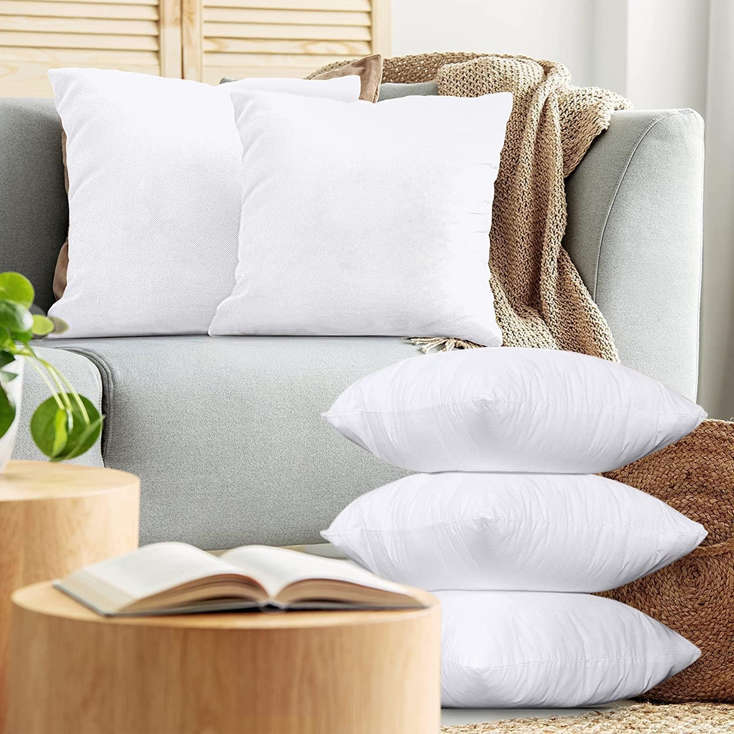 Rebbit Cushion Filler Pack of 5(White,16 x 16 inch )