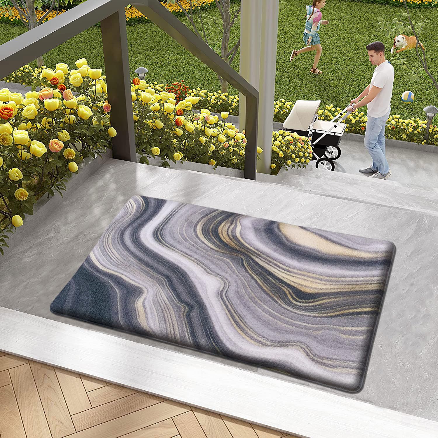 Cuba Door Mats Anti Fatigue - Wave Black (45x75 cm)